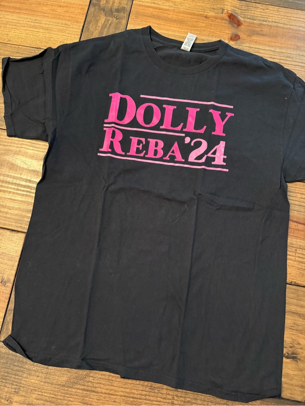 Gildan Black Graphic Tee with Pink Nails Accent